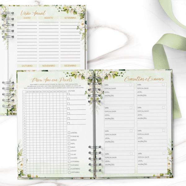 Planner datado 2025 - Rosa Branca