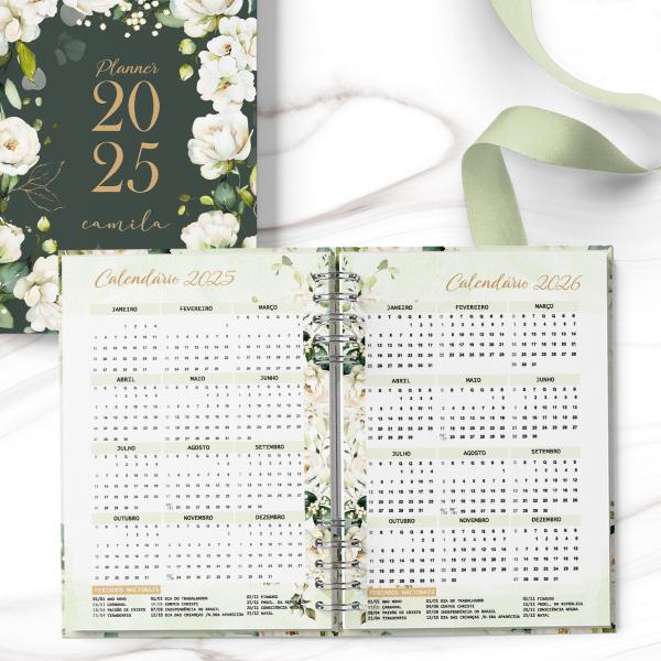 Planner datado 2025 - Rosa Branca