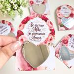 Card chaveiro espelho acrílico coração - 30 unidades