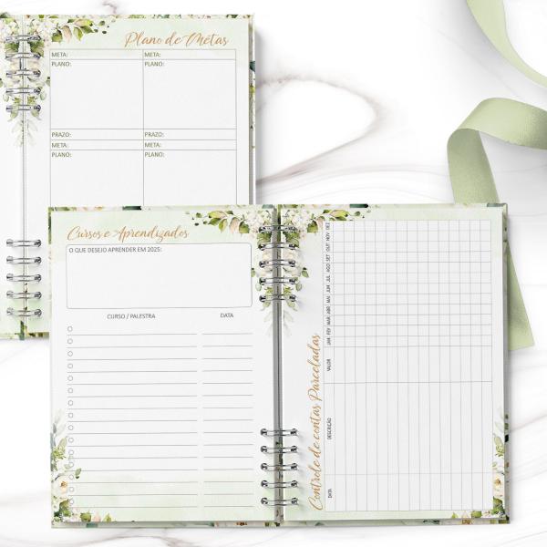 Planner datado 2025 - Rosa Branca