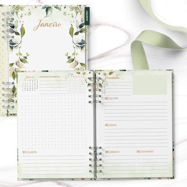 Planner datado 2025 - Rosa Branca