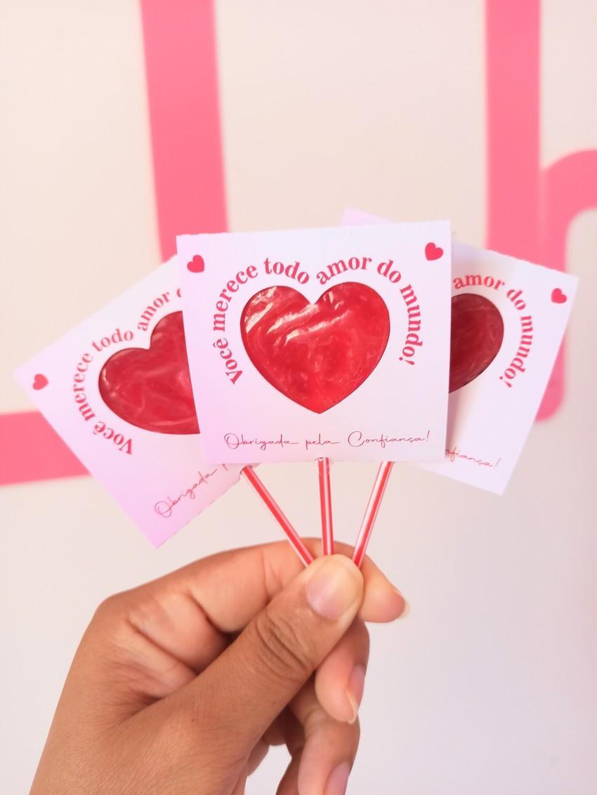 Card para Pirulito Coração | 10 unidades