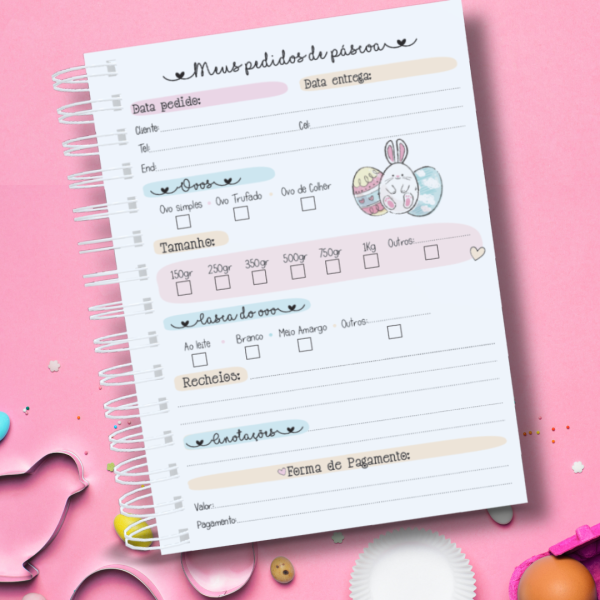 Caderno de Pedidos - Ovo de Páscoa (50 folhas)