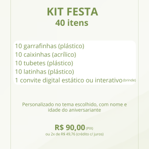 Kit festa personalizada 40 itens