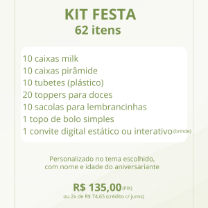 Kit festa personalizada 62 itens
