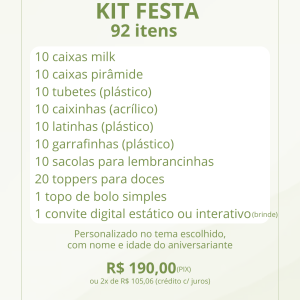 Kit festa personalizada 92 itens