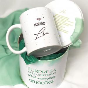 Caneca porcelana com lata personalizada luxo