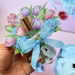 Frasco perfume com tag floral - 10 unidades